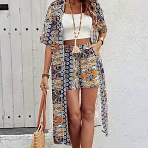 Vacation Tribal Print Shorts Set